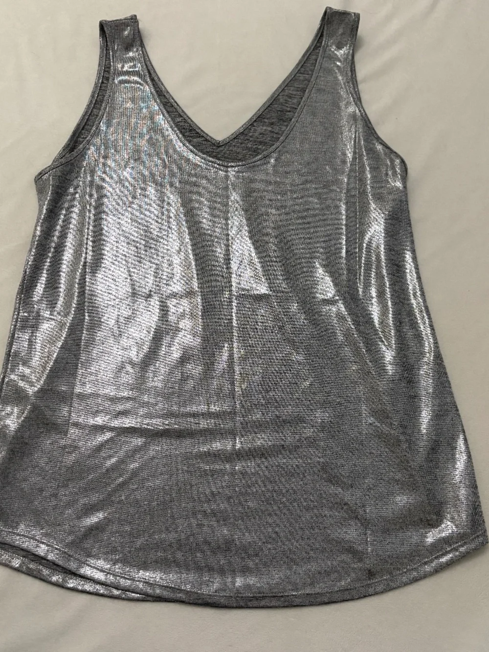 Metallic Silver V-Neck Tank Top - Picture 1 of 3